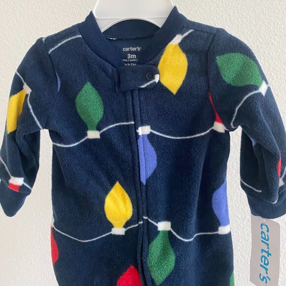Carter's Baby Boy & Girl Christmas Lights Fleece Sleep and Play Size 3M Footed - Picture 3 of 5